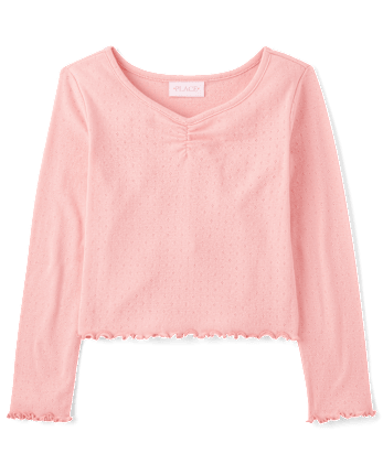 Girls Pointelle Ruched Top