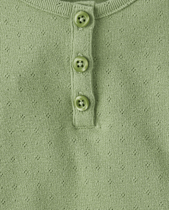 Girls Pointelle Henley Top