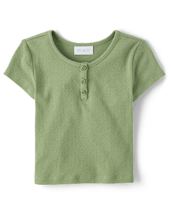 Girls Pointelle Henley Top
