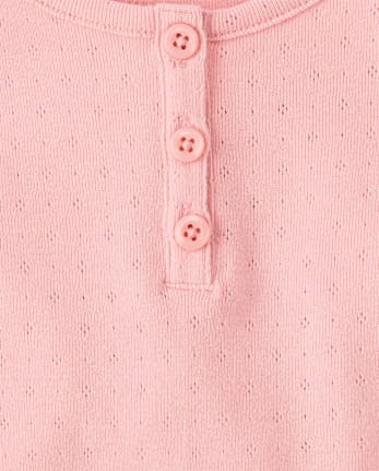Girls Pointelle Henley Top