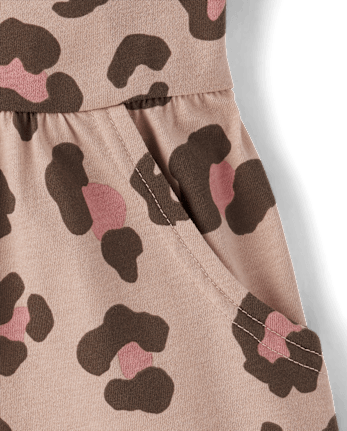 Girls Leopard Pocket Dress
