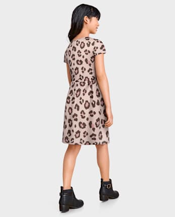 Girls Leopard Pocket Dress