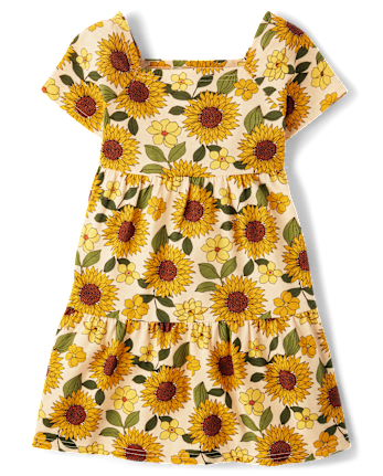 Girls Sunflower Tiered Dress