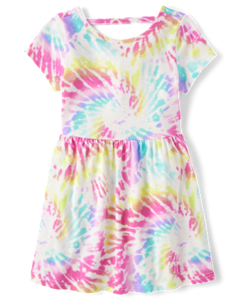 Girls Print Cut Out Dress