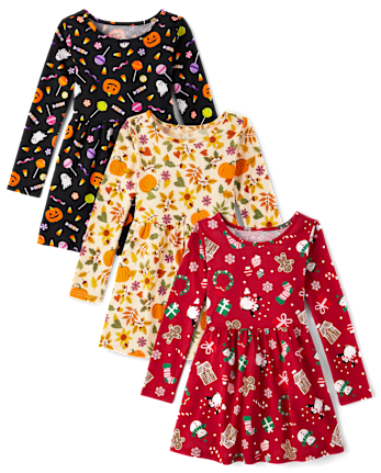 Girls Holiday Everyday Dress 3-Pack