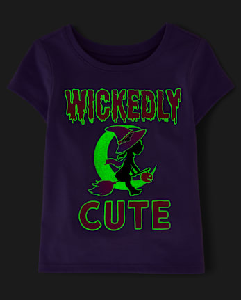 Baby And Toddler Girls Glow Wickedly Cute Graphic Tee