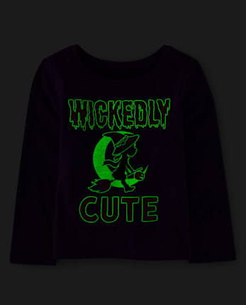 Baby And Toddler Girls Glow Wickedly Cute Graphic Tee