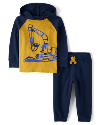 Baby And Toddler Boys Construction Vehicle 2-Piece Outfit Set
