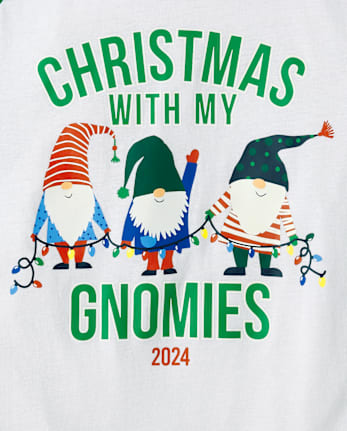 Unisex Adult Matching Family Glow Christmas Gnomies Cotton And Microfleece Pajamas