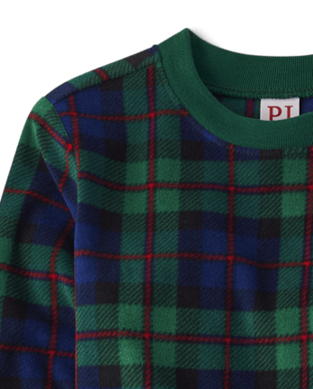 Pyjamas assortis pour enfants en microfibre polaire à carreaux tartan
