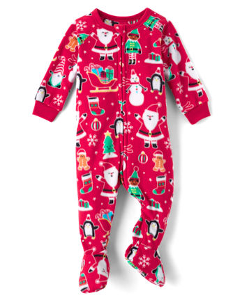 Unisex Baby And Toddler Matching Family Christmas Microfleece Footed One Piece Pajamas