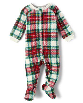 Unisex Baby And Toddler Matching Family Plaid Microfleece Footed One Piece Pajamas