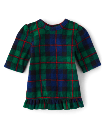 Doll Matching Family Tartan Plaid Microfleece Ruffle Nightgown