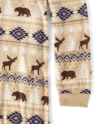 Adult Matching Family Bear Fairisle Microfleece Hooded One Piece Pajamas