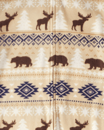 Adult Matching Family Bear Fairisle Microfleece Hooded One Piece Pajamas