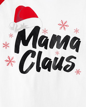 Womens Matching Family Mama Claus Cotton And Microfleece Pajamas