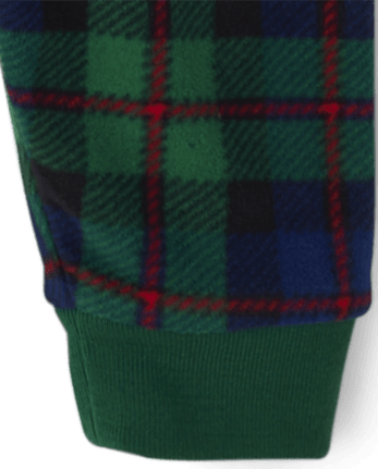 Pijamas unisex de micropolar a cuadros familiares a juego para bebés y niños pequeños