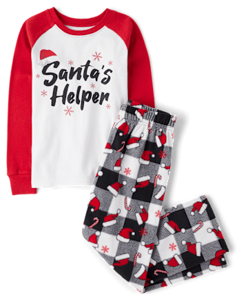 Kids Matching Family Santa's Helper Snug Fit Cotton And Microfleece Pajamas