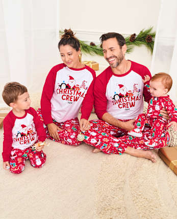 Unisex Kids Matching Family Christmas Crew 2024 Snug Fit Cotton And Microfleece Pajamas