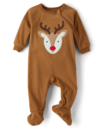 Unisex Baby And Toddler Matching Family Reindeer Microfleece Footed One Piece Pajamas