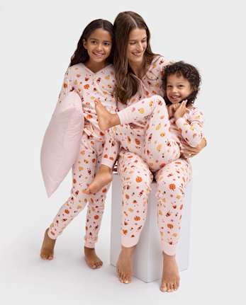 Womens Mommy And Me Pumpkin Spice Cotton Henley Pajamas