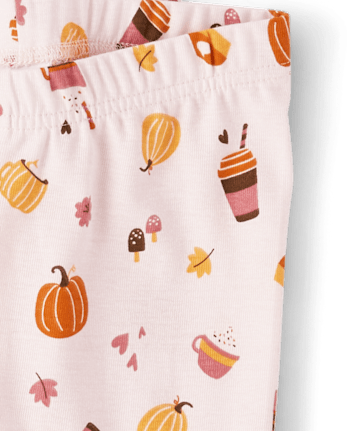 Girls Mommy And Me Pumpkin Spice Snug Fit Cotton Henley Pajamas