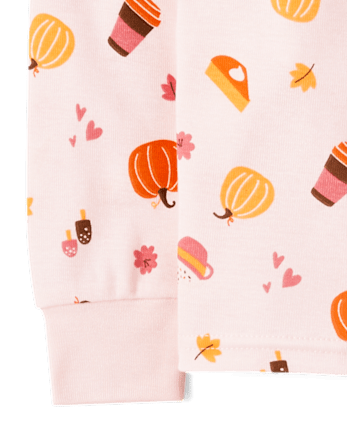 Girls Mommy And Me Pumpkin Spice Snug Fit Cotton Henley Pajamas