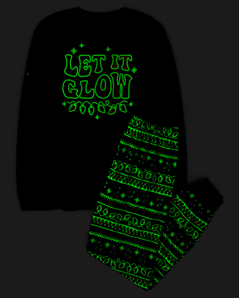 Unisex Adult Matching Family Glow Christmas Lights Cotton Pajamas