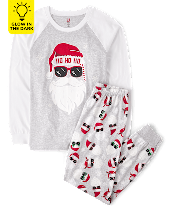 Unisex Adult Matching Family Glow Santa Sunglasses Cotton Pajamas