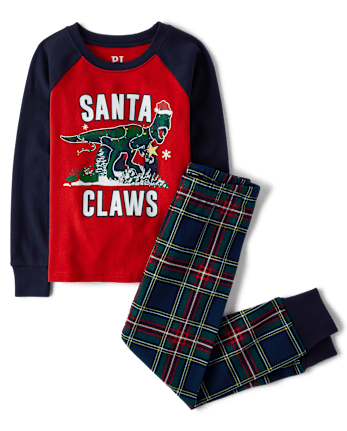 Boys Dad And Me Glow Dino Snug Fit Cotton Pajamas