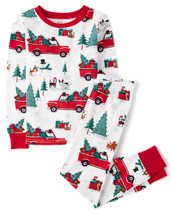 Unisex Kids Matching Family Truck Snug Fit Cotton Pajamas