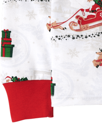 Pyjamas en coton ajustés assortis pour enfants, motif traîneau du Père Noël