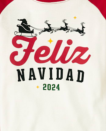 Unisex Kids Matching Family Feliz Navidad 2024 Snug Fit Cotton Pajamas