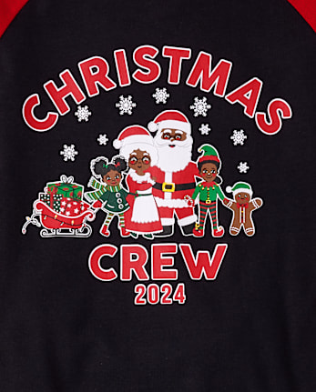 Kids Matching Family Christmas Crew 2024 Snug Fit Cotton Pajamas