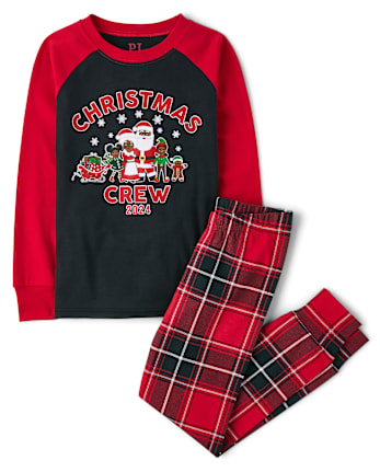 Unisex Kids Matching Family Long Raglan Sleeve Christmas Crew 2024 Snug Fit Cotton Pajamas RUBY The Children s Place
