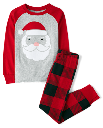 Kids Santa Face Snug Fit Cotton Pajamas