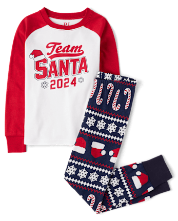 Unisex Kids Matching Family Team Santa 2024 Snug Fit Cotton Pajamas