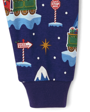 Pijamas de algodón unisex para bebés y niños pequeños Glow Christmas Train Snug Fit