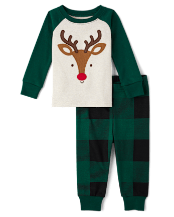 Baby And Toddler Reindeer Face Snug Fit Cotton Pajamas