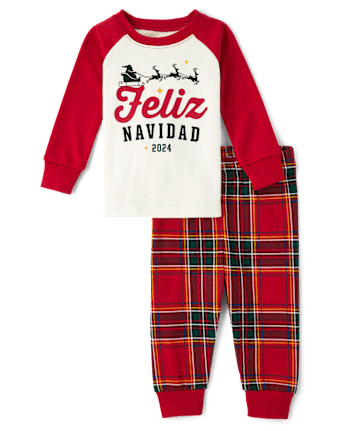 Unisex Baby And Toddler Matching Family Feliz Navidad 2024 Snug Fit Cotton Pajamas