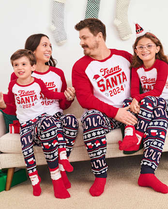 Unisex Baby And Toddler Matching Family Team Santa 2024 Snug Fit Cotton Pajamas