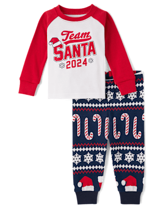 Unisex Baby And Toddler Matching Family Team Santa 2024 Snug Fit Cotton Pajamas