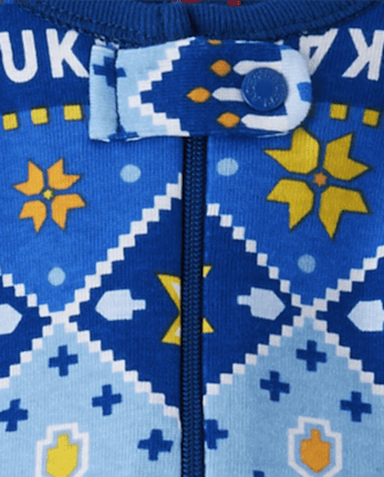 Baby And Toddler Matching Family Hanukkah Snug Fit Cotton Footed One Piece Pajamas