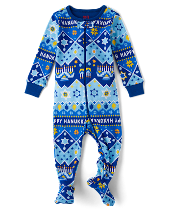 Unisex Baby And Toddler Matching Family Hanukkah Snug Fit Cotton Footed One Piece Pajamas