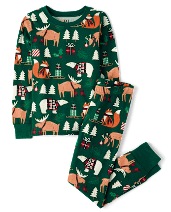 Unisex Kids Matching Family Animal Snug Fit Cotton Pajamas