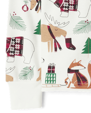 Pyjamas en coton ajustés assortis pour enfants, à motifs d'animaux de la famille