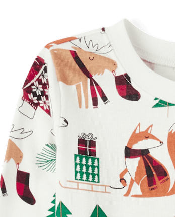 Pyjamas en coton ajustés assortis pour enfants, à motifs d'animaux de la famille