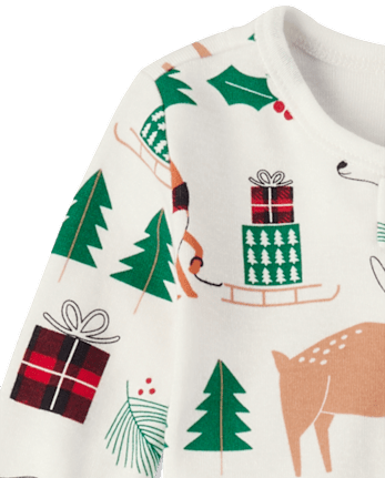 Pyjama une pièce en coton assorti pour bébé et tout-petit, motif animaux de la famille, coupe ajustée, avec pieds intégrés