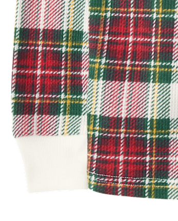 Kids Matching Family Plaid Thermal Henley Pajamas