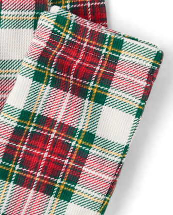 Kids Matching Family Plaid Thermal Henley Pajamas